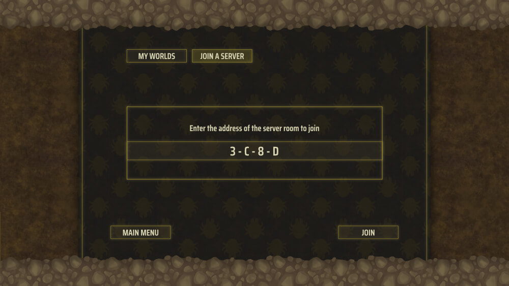 Join a server code entry screen.