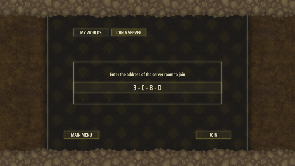 Join a server code entry screen.