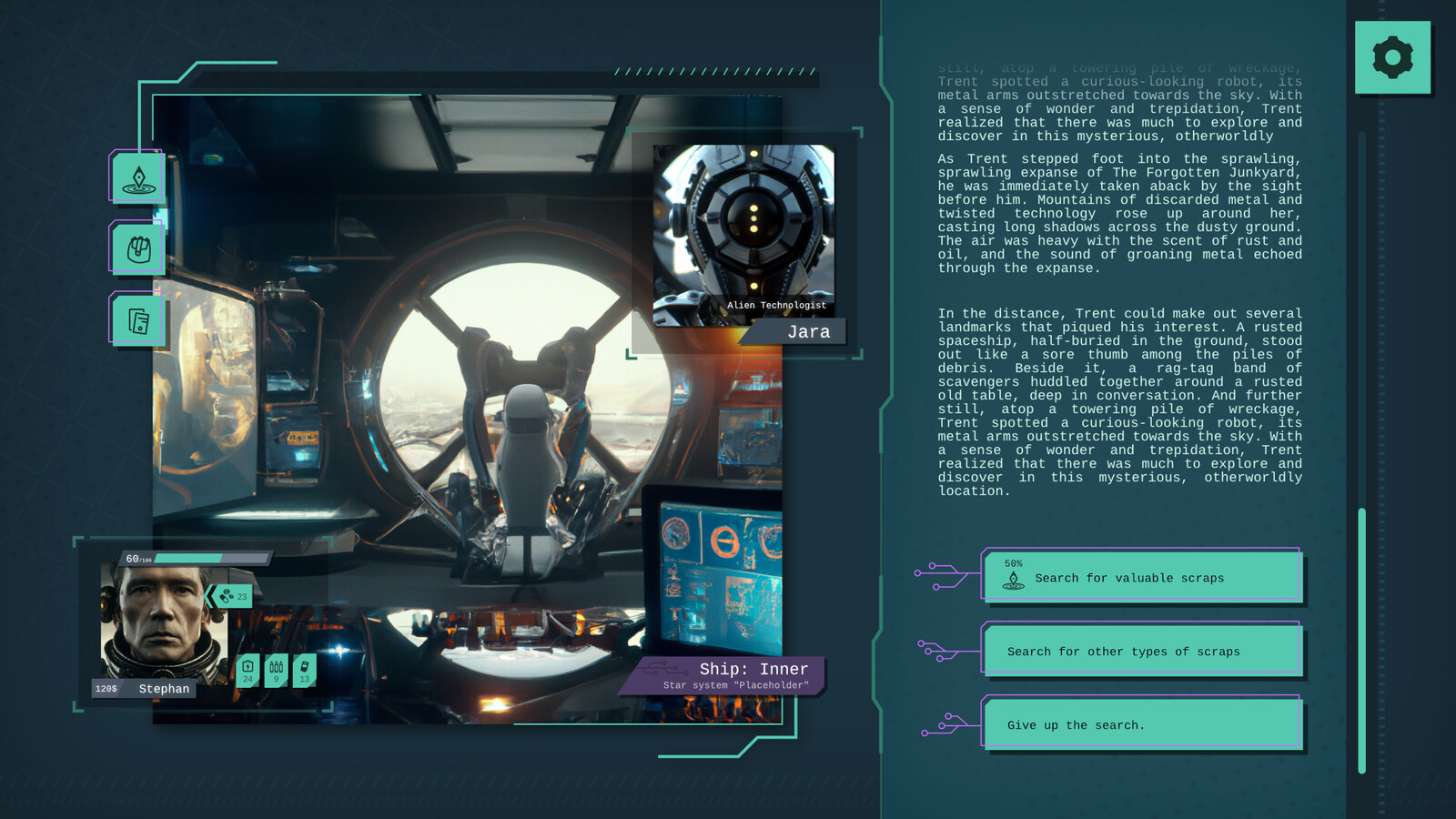 The HUD screen when the player needs to make a choice.
