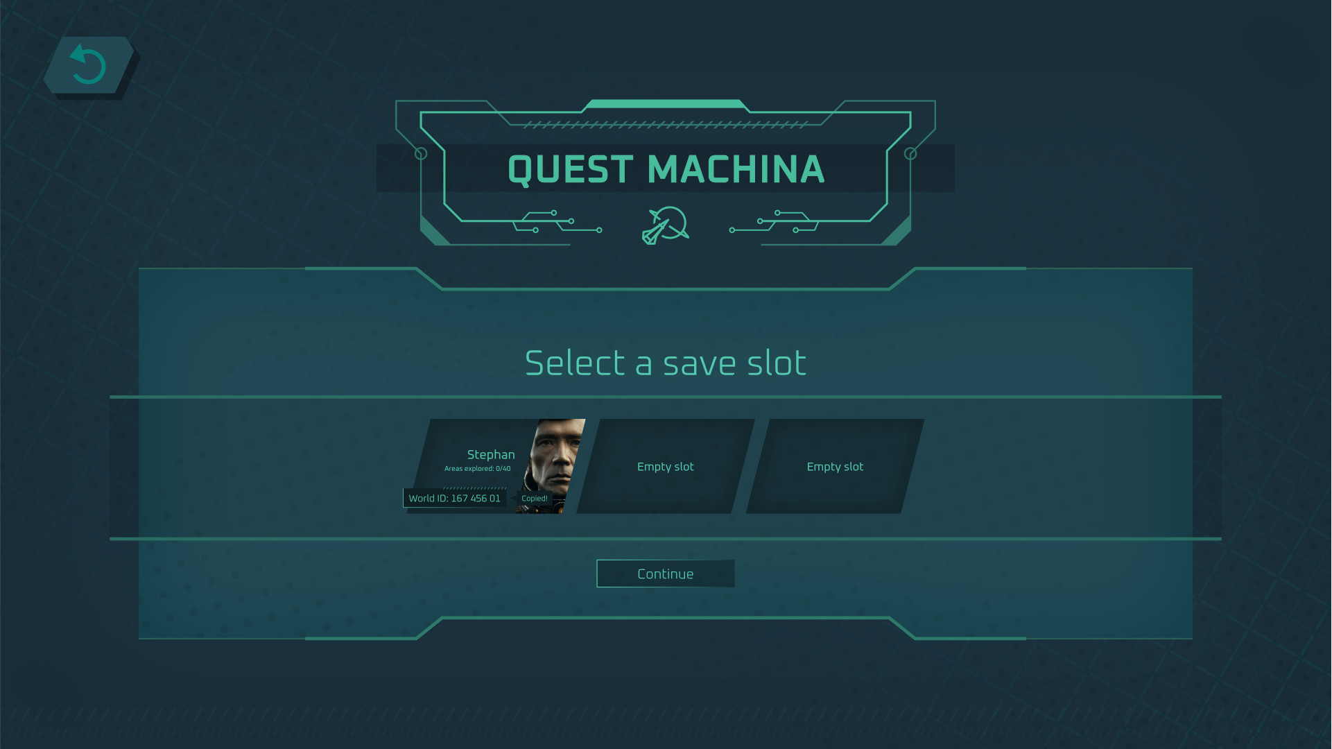 Select a save slot screen.